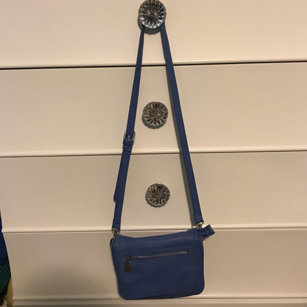 blue over the shoulder purse